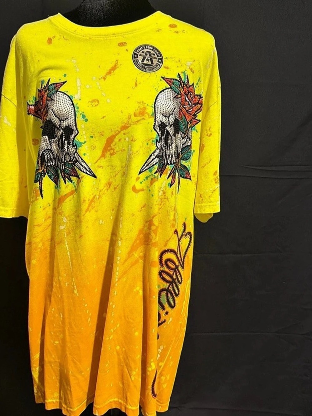 Affliction Eternal Crypt S/S Tee Graphic Yellow & Orange XL